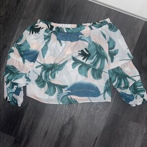 Charlotte Russe Blue Off-Shoulder Puff Sleeve Blouse